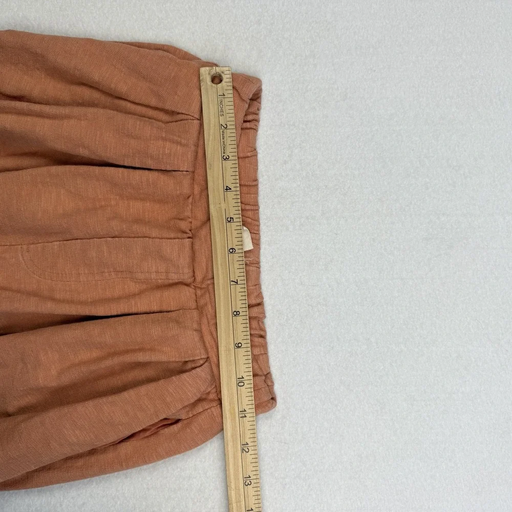 Free People FP Beach Pants Womens XS Orange Paperbag Waist Tapered Lounge Cotton